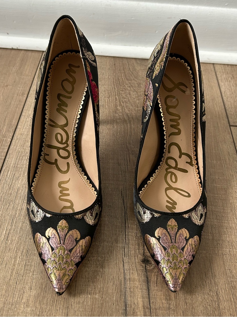 Sam Edelman Black Floral Stillson Pumps Womens Size 7.5